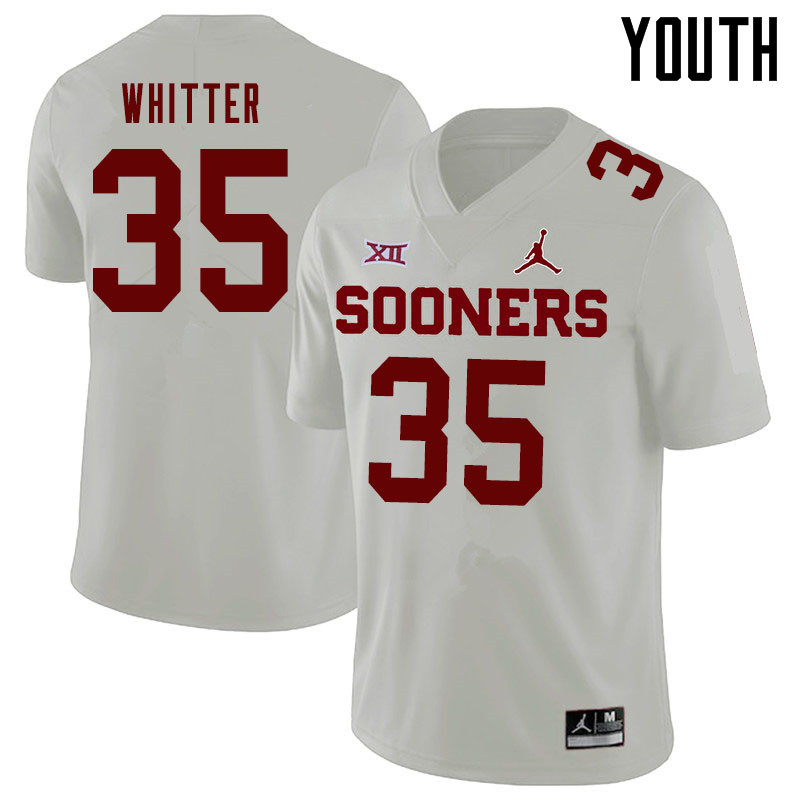 Jordan Brand Youth #35 Shane Whitter Oklahoma Sooners College Football Jerseys Sale-White - Click Image to Close